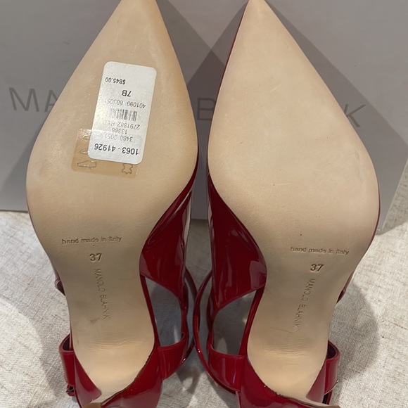 Manolo Blahnik Red Patent Ankle Strap Heels - Picture 5 of 5